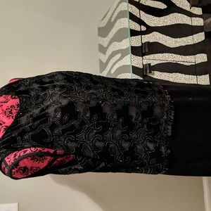 Gown/black with beading and slit up the back